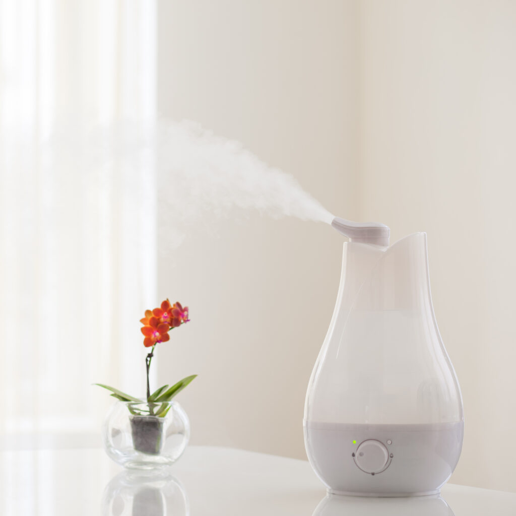 humidifier spreading steam into living room